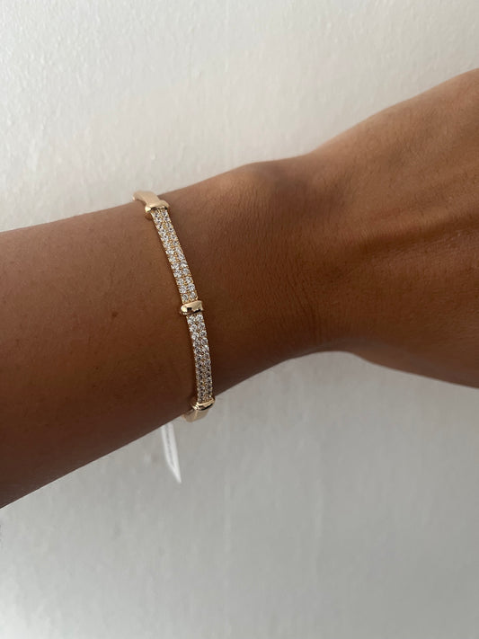 Gold plated with cubic zircon stones bangle/bracelet