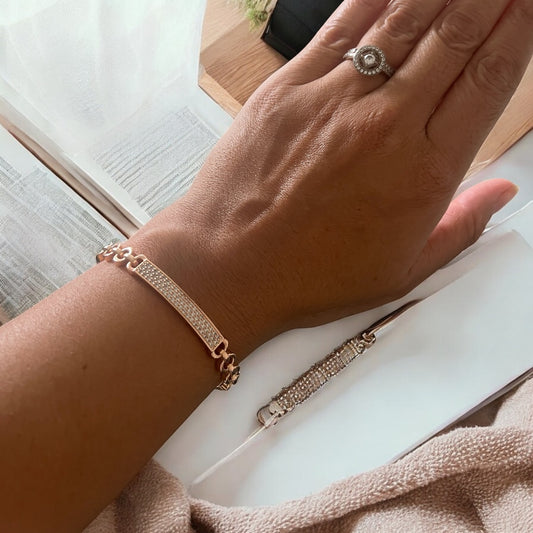 Rose gold plated bangle/bracelet with cubic zircon stones